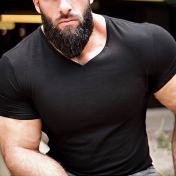 Diesel Men's Black Trim Fit Slub V-Neck Tee - Picture 2 of 5